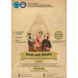 Read more about the article S1 SASTRA INGGRIS UNIMUS PROUDLY PRESENT Teater “Romi & Shintia”