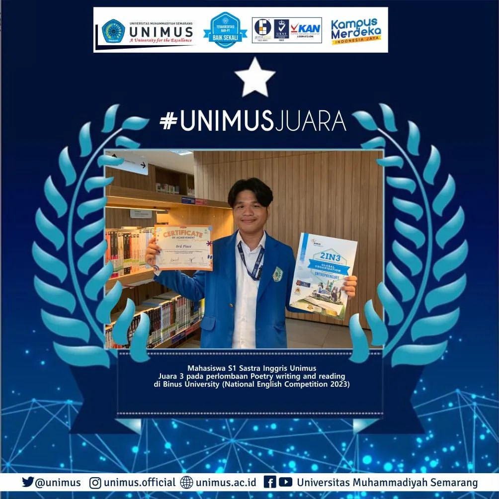 Read more about the article Mahasiswa Sasing Unimus Juara 3 Poetry Writing and Reading