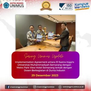 Read more about the article S1 Sastra Inggris Unimus Jalin Kerja Sama dengan Metro Park View Hotel Semarang