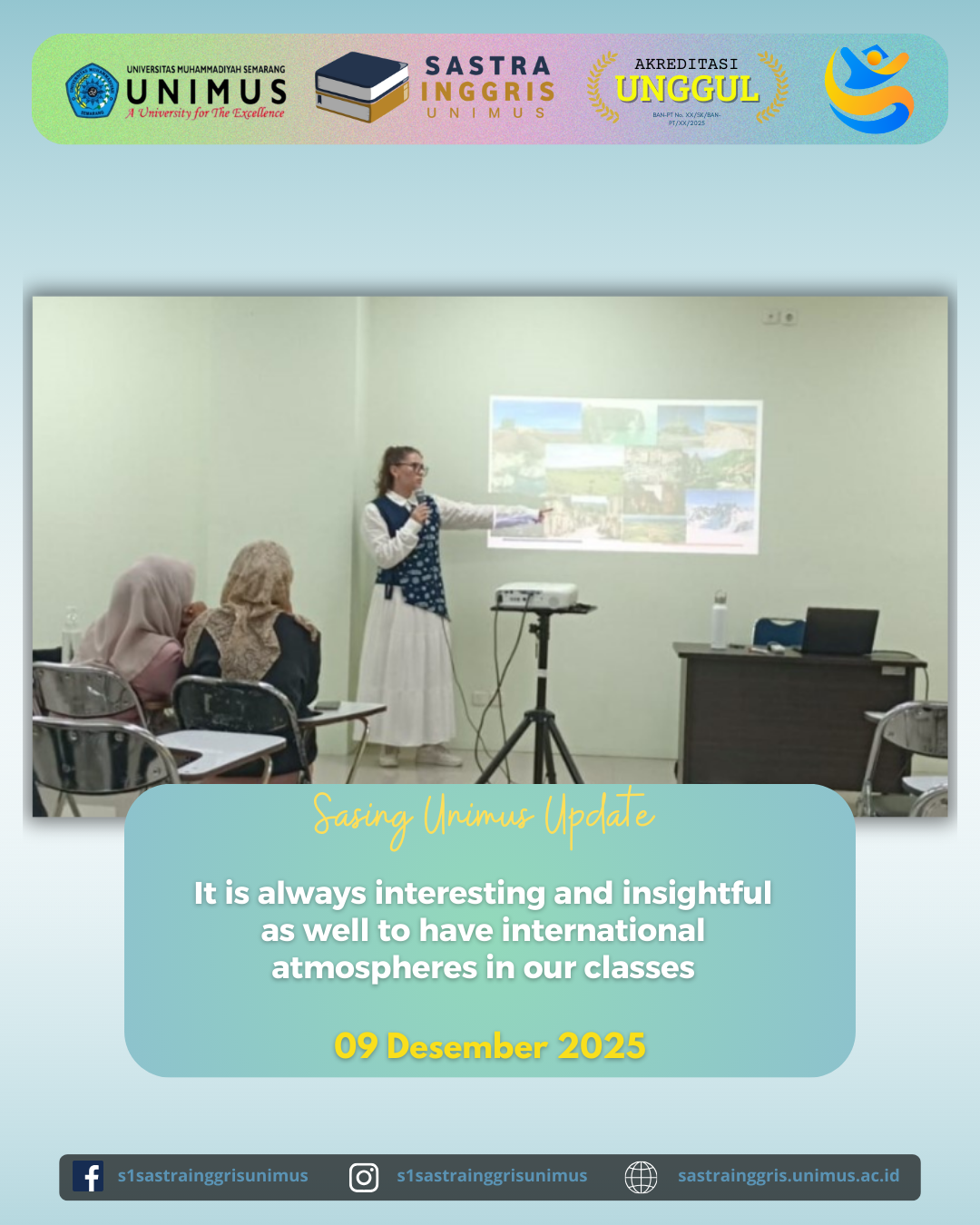 Read more about the article International Atmosphere in the Classroom: Guest Participation from France at English Literature UNIMUS