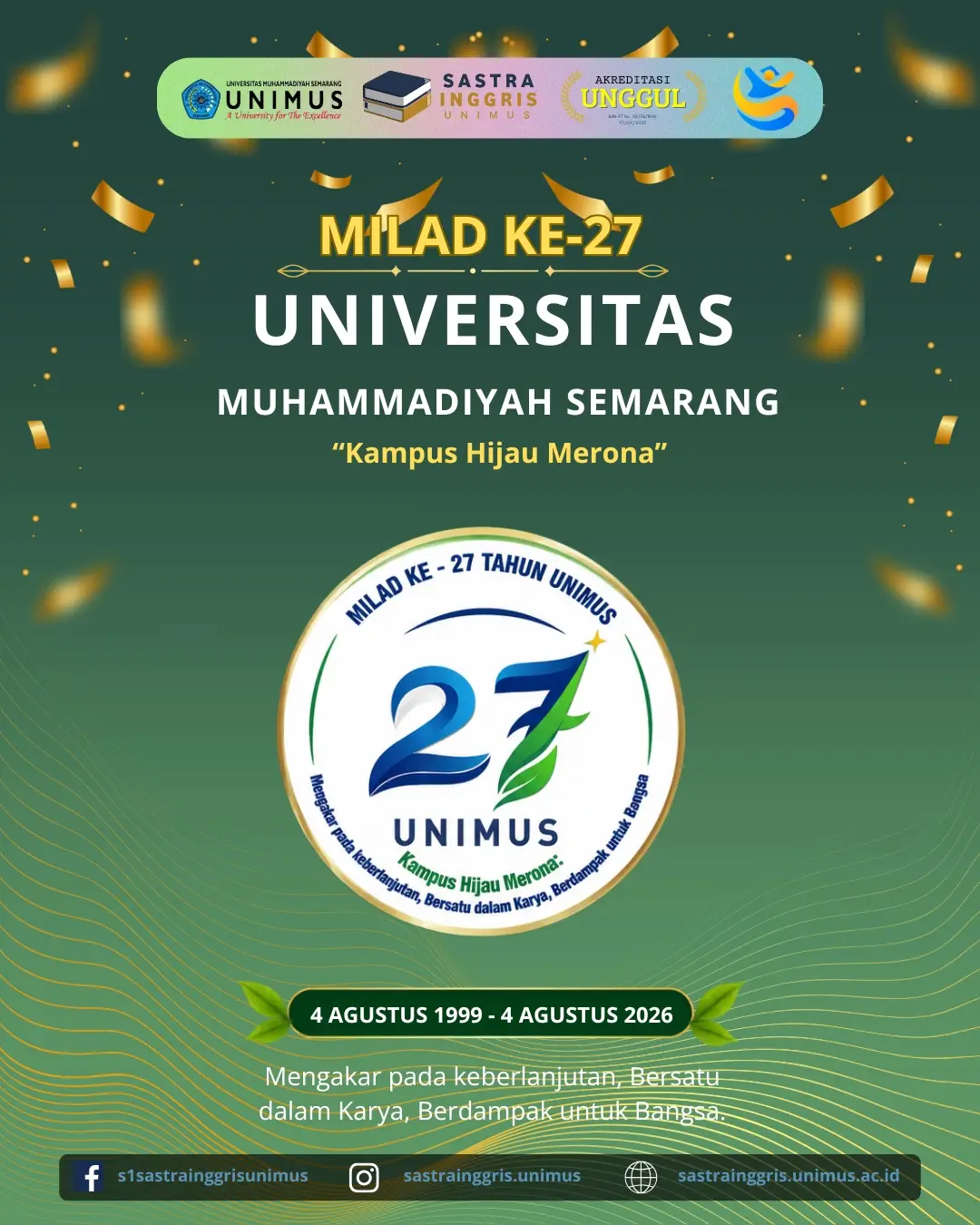 Read more about the article Milad ke-27 Universitas Muhammadiyah Semarang: Komitmen Menuju Kampus Unggul dan Berkelanjutan