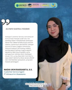 Alumni Sastra Inggris Unimus Berkarier sebagai Customer Service Agent