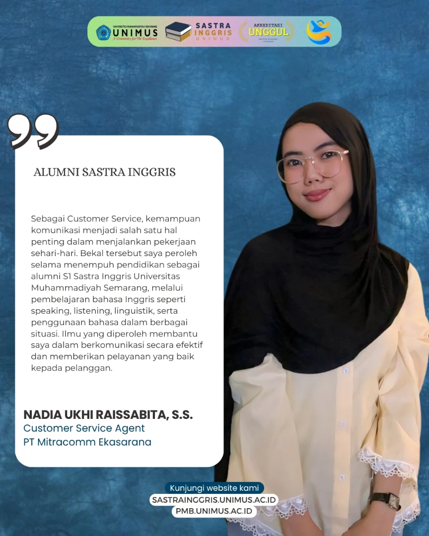 Read more about the article Alumni Sastra Inggris Unimus Berkarier sebagai Customer Service Agent