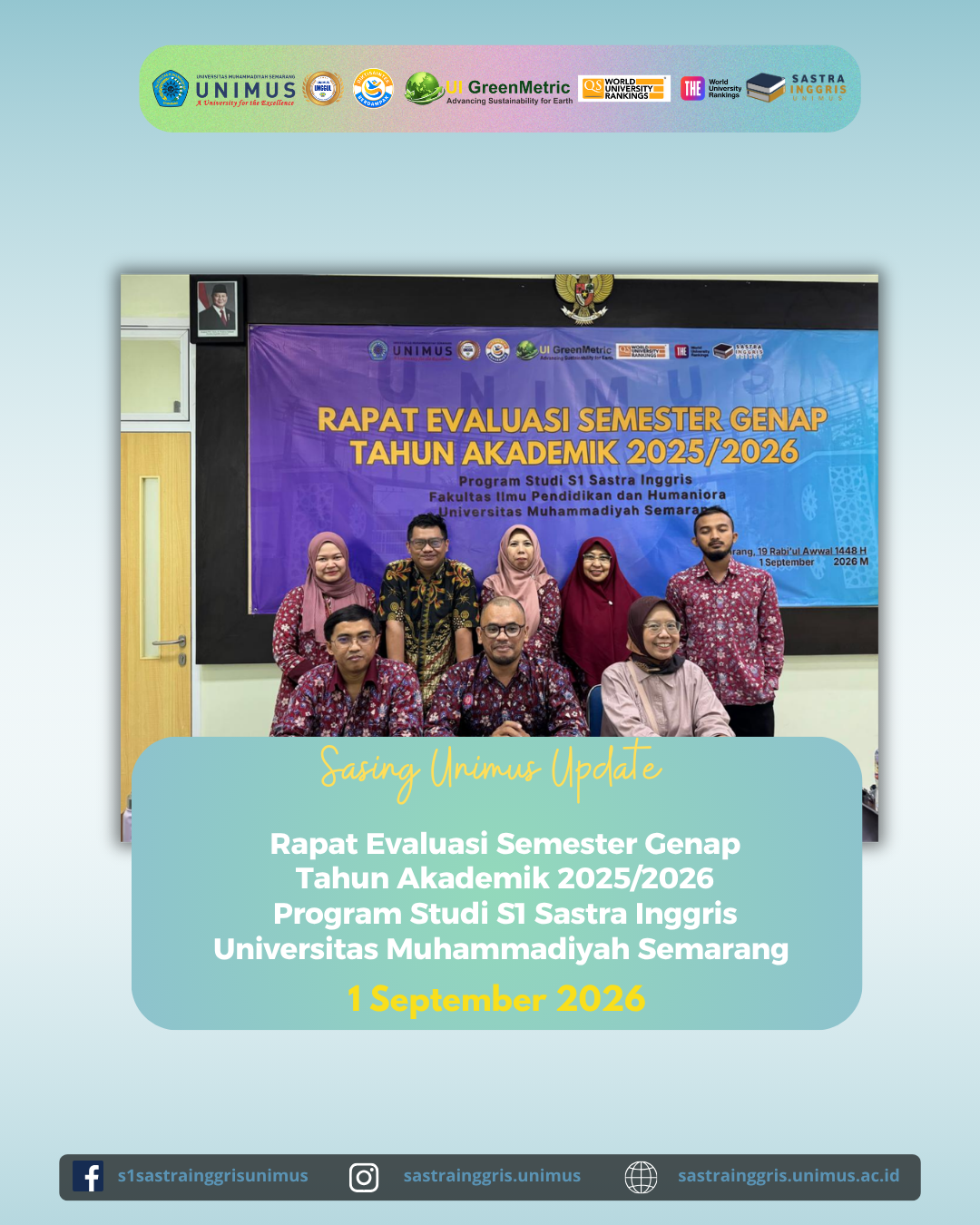 Read more about the article Sastra Inggris Unimus Gelar Rapat Evaluasi Semester Genap Tahun Akademik 2025/2026